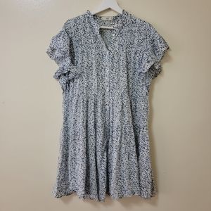 MANGO PINTUCK DETAIL BABYDOLL DRESS. LARGE